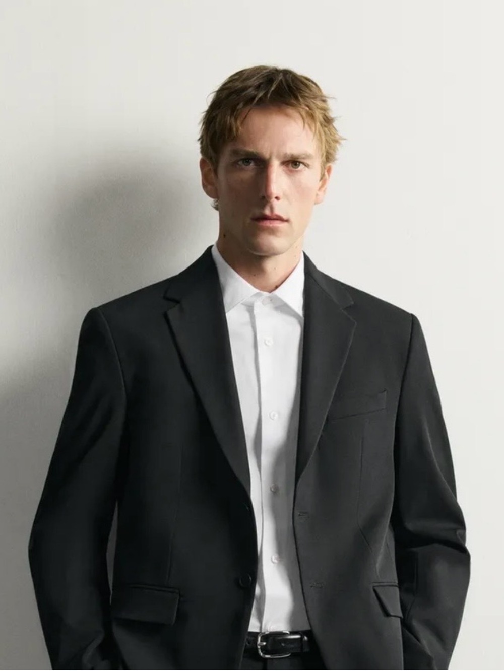 Zara Men’s Black Single-Breasted Notch Lapel Blazer 40R - Picture 3 of 7